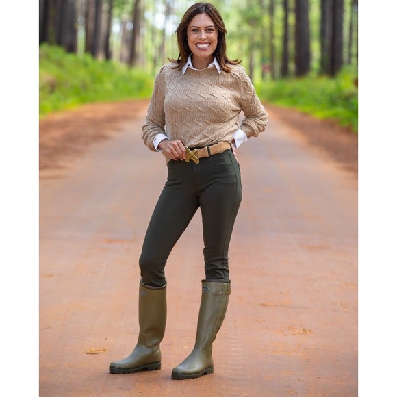 Schoffel Pants - Schoffel Ladies Moleskin Breeks with Canvas Brush Pant Legs, Green/Brown, Sz 4